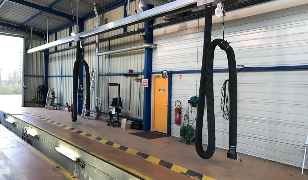 Chariots coulissants pour extraction de gaz d'échappement - Contrôle technique