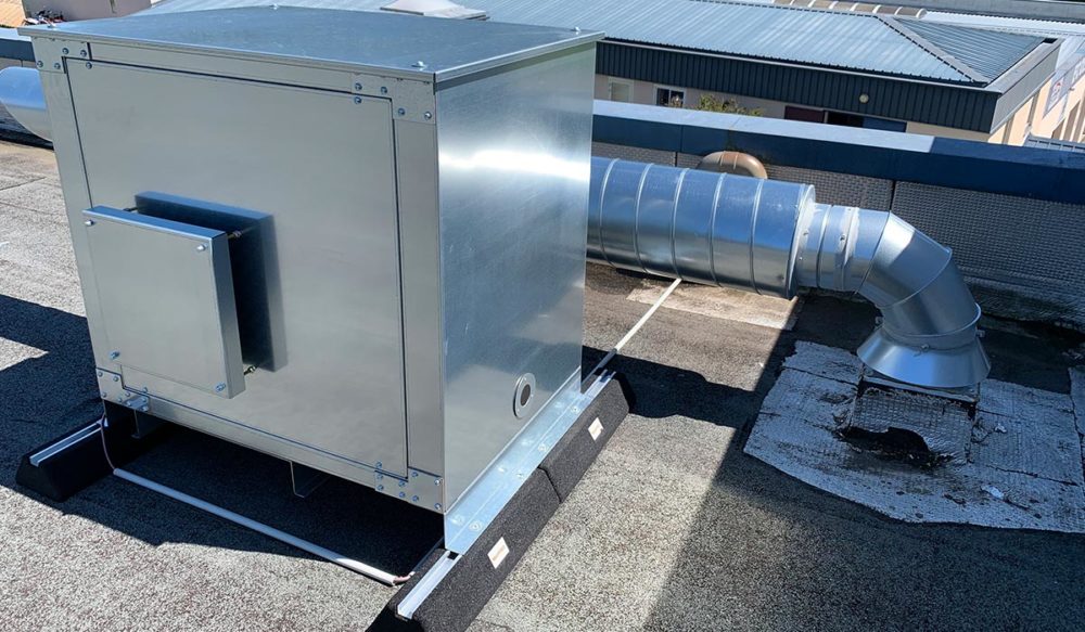 Ventulateur d'aspiration de gaz d'échappement sur support anti-vibration - WORKY